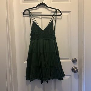 green crochet top dress